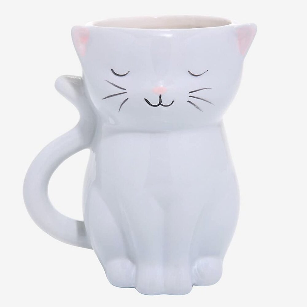 White Kitten Ceramic Planter, Like New/EUC